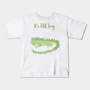 Green Lizard is wondering: Is it TAX time? Kids T-Shirt